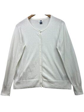 Old Navy Women's Crew Neck Button Front Cardigan Long Sleeve Size Large White